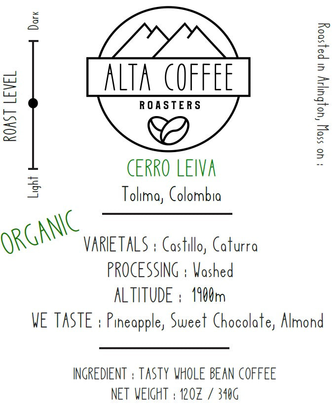 Cerro Leiva - Colombia - Organic - 12oz Bag
